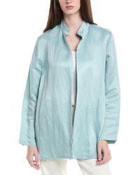 Eileen Fisher - Stand Collar Linen & Silk Blend Jacket - Lyst