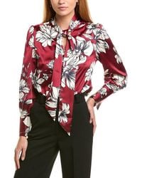 Laundry by Shelli Segal - Blossoming Tie Neck Popover Blouse - Lyst