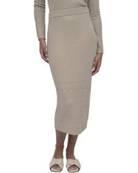 DKNY - Lacey Stitch Midi Skirt With Side Slit - Lyst