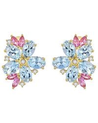 Nina Zhou Jewelry - 14K 5.19 Ct. Tw. Diamond & Aquamarine Sapphire Stud Earrings - Lyst
