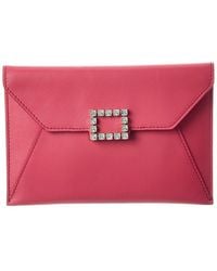 Roger Vivier - Logo Leather Clutch - Lyst