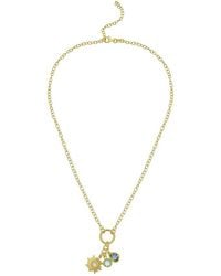 Italian Silver - Italian Over Cz & Sun Charms Necklace - Lyst