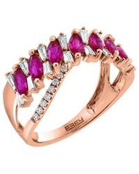 Effy Fine Jewelry - 14K Rose 1.62 Ct. Tw. Diamond & Ruby Ring - Lyst