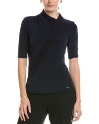 Halston - Drape Front Jersey Top - Lyst