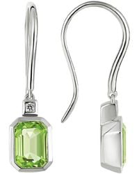 Diamond Select Cuts - 14k Diamond .03 Ct. & 2.48 Ct.peridot Earrings - Lyst