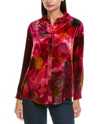 Johnny Was - Velvet Oversized Silk-Blend Shirt - Lyst