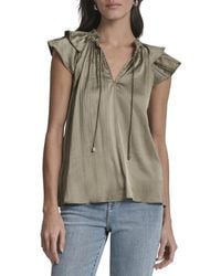 DKNY - Ruffle Neck Tie Top - Lyst