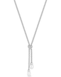 Chloe and Madison - 7.3Mm Pearl Cz Mesh Lariat Necklace - Lyst