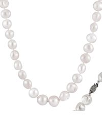 Splendid - Rhodium Plated Silver 12-13mm Freshwater Pearl Necklace - Lyst