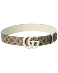 Gucci - GG Marmont Wide GG Supreme Canvas & Leather Belt - Lyst