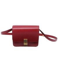 Celine - Burgundy Calfskin Leather Classic Box Small Shoulder Bag (Authentic Pre-Loved) - Lyst