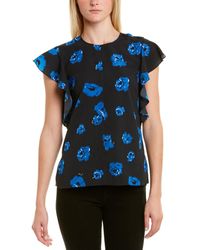 10 Crosby Derek Lam Floral Ruffle Blouse - Blue