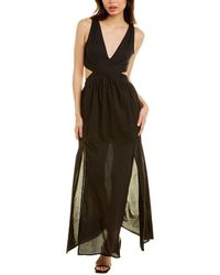 CELINA MOON Cinched Shoulder Sleeveless Maxi Dress - Multicolour