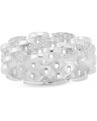 Chloe and Madison - Silver Cz Link Ring - Lyst