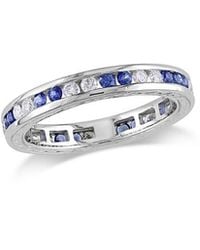 Diamond Select Cuts - 18K 1.08 Ct. Tw. Diamond & Sapphire Eternity Ring - Lyst