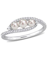 Rina Limor - Petite & Delicate Pearls 14k 0.20 Ct. Tw. Diamond 3-4mm Pearl Ring - Lyst