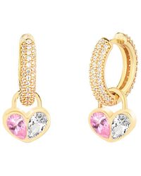 Gabi Rielle - 14k Over Silver Lovestruck Collection Cz Double Love Huggie Earrings - Lyst