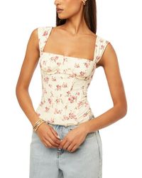 WeWoreWhat - Ruched Cup Linen-Blend Corset - Lyst