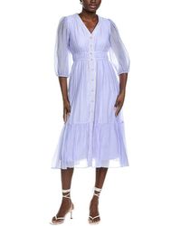 Maison Tara - Pleated 3/Sleeve Midi Dress - Lyst