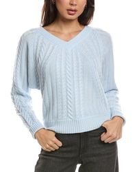 Forte - Diagonal Cable V-Neck Cashmere Sweater - Lyst