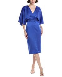 THEIA - Kimono Satin Cocktail Dress - Lyst