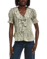 Tahari - Short Gathered Sleeve Ruffle Top - Lyst