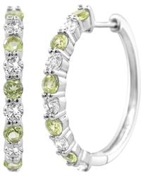 Lab Grown Gemstones - 0.60 Ct. Tw. Lab-Grown Peridot Hoop Earrings - Lyst