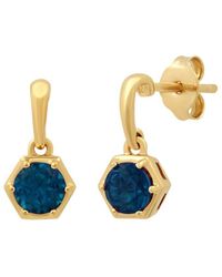 MAX + STONE - Max + Stone 14k Over Silver 0.70 Ct. Tw. Londen Blue Topaz Drop Earrings - Lyst