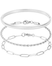 Adornia - Plated Stainless Steel Cuff & Chain Bracelet Set - Lyst