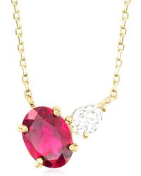 MaxColor - 14K 0.90 Ct. Tw. Lab-Grown Ruby Necklace - Lyst
