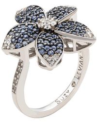 Suzy Levian - 0.02 Ct. Tw. Diamond & Sapphire & Created Sapphire Flower Ring - Lyst