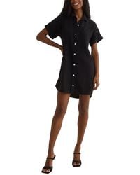 Bella Dahl - Roll Sleeve Pocket Linen-Blend Shirtdress - Lyst