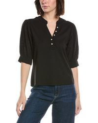 Cece - Elbow Puff Sleeve Mixed Media Top - Lyst