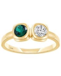 Meira T - 14K 0.50 Ct. Tw. Lab-Grown Diamond & Lab-Grown Emerald Ring - Lyst