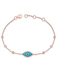 Sabrina Designs - 14K Rose 0.16 Ct. Tw. Diamond & Evil Eye Bracelet - Lyst