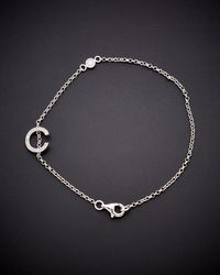Italian Gold Over Silver - 18K 0.20 Ct. Tw. Diamond Initial Bracelet (A-Z) - Lyst