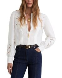 Reiss - Ida Linen Embroidered Blouse - Lyst