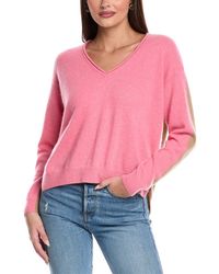 Brodie Cashmere - Amy Contrast Back V-Neck Cashmere Sweater - Lyst