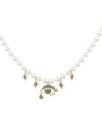 Eye Candy LA - The Luxe Collection Pearl Cz Eye Star Pendant Necklace - Lyst