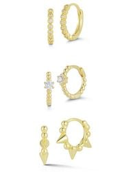 Glaze Jewelry - 14k Over Silver Cz Combo Set Of Huggie Earrings - Lyst
