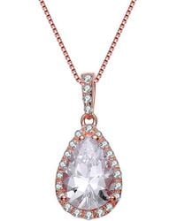 Genevive Jewelry - 18k Rose Gold Plated Cz Pendant - Lyst