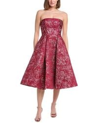 Rene Ruiz - Strapless Brocade Tea-Length Fit & Flare Gown - Lyst