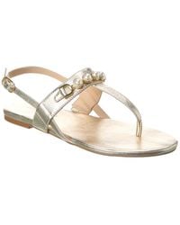 Stuart Weitzman - Perla T-Strap Leather Sandal - Lyst
