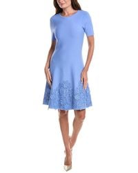 Teri Jon - Knit Lace Hem A-Line Dress - Lyst
