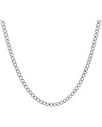 Adornia Rhodium Plated Cuban Chain Necklace - Metallic