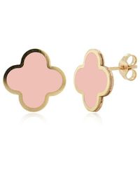 Italian Gold - 14K Light Agate Clover Earrings - Lyst