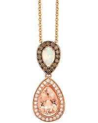 Le Vian - Le Vian 14k Rose Gold 1.98 Ct. Tw. Diamond & Peach Morganite Pendant Necklace - Lyst