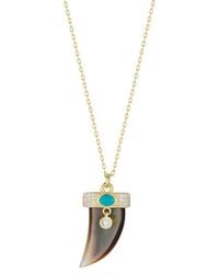 Sphera Milano - 14K Over Enamel Cz Mother Of Pearl Horn Necklace - Lyst