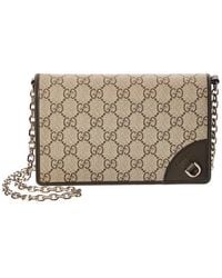 Gucci - Gg Emblem Gg Supreme Canvas & Leather Wallet On Chain - Lyst
