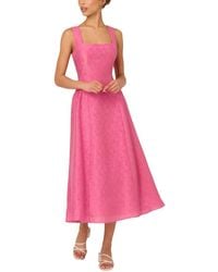 knee length dresses for ladies Adrianna Papell Women's Square Neck Sequined Combo Midi Dress - Midnight main image 0